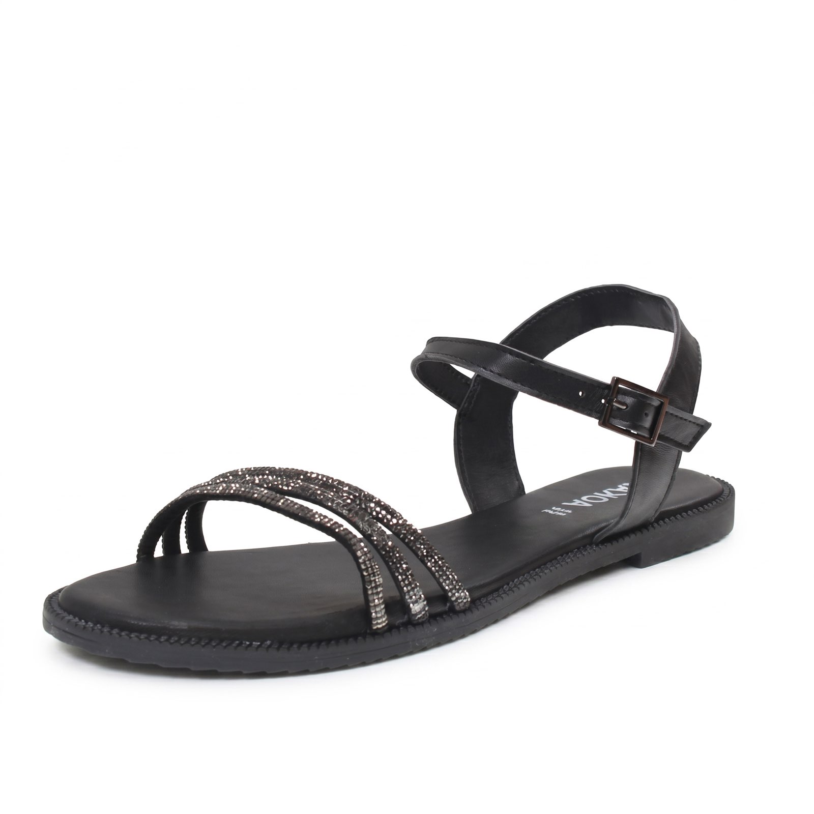 NAKOA Ledersandalen mit Schnalle Damen schwarz