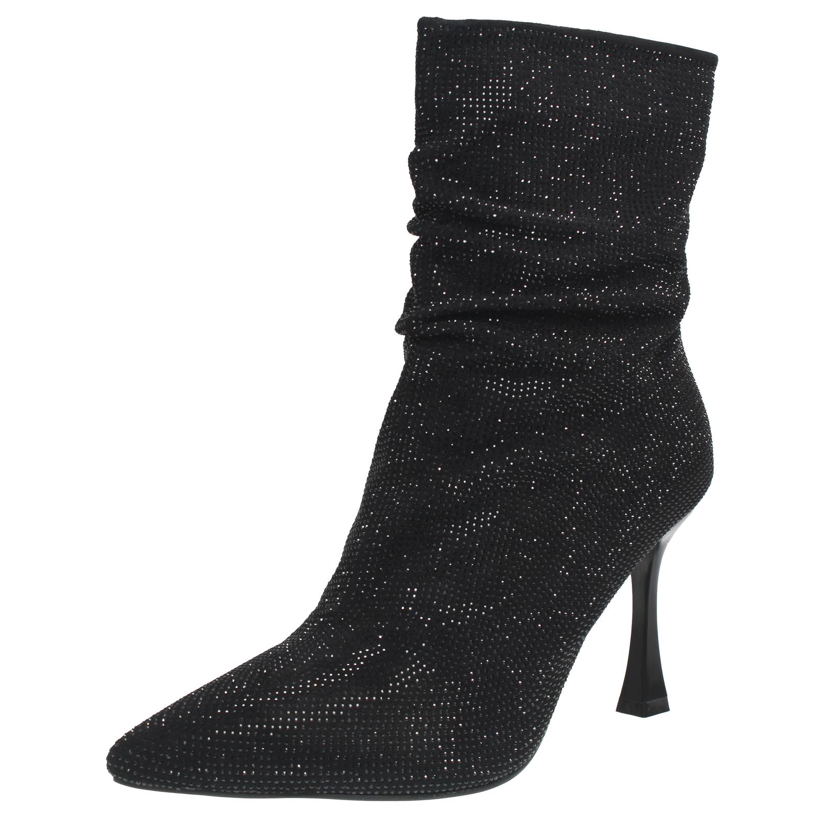 QUEEN HELENA Tronchetti in tesssuto glitter con cerniera Donna nero