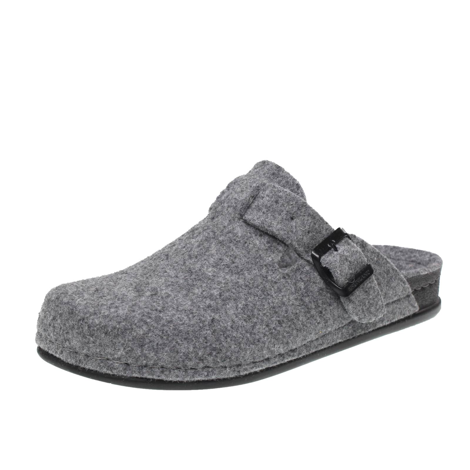 GRUNLAND Chaussons d'hiver en laine avec boucle Homme gris