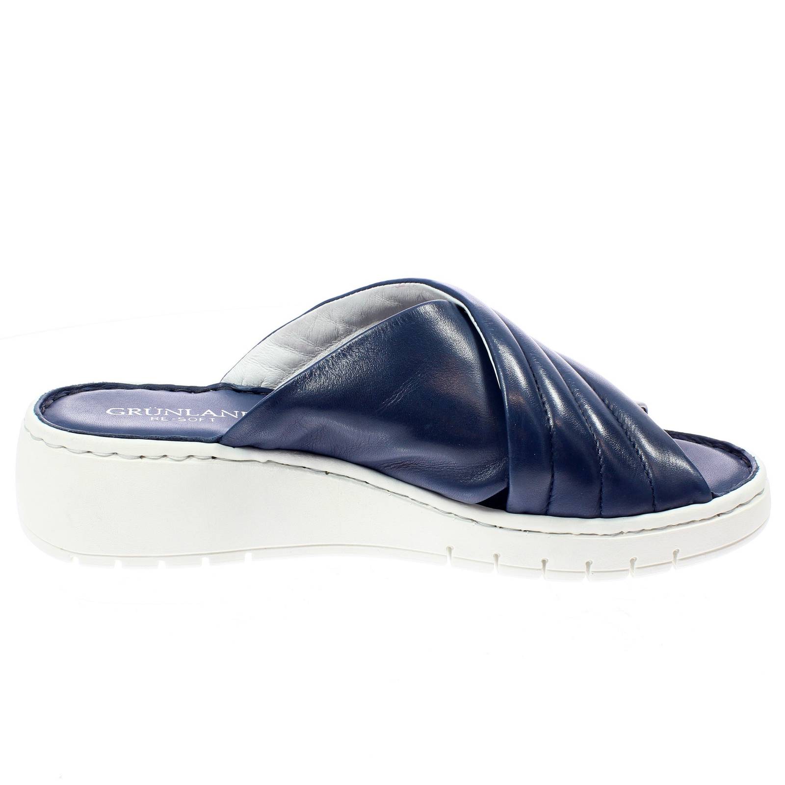 GRUNLAND Sommerslipper aus Leder mit Keilabsatz Damen blau Foto 2