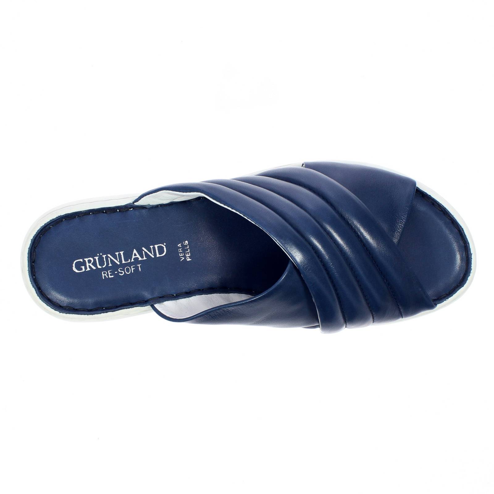 GRUNLAND Sommerslipper aus Leder mit Keilabsatz Damen blau Foto 5