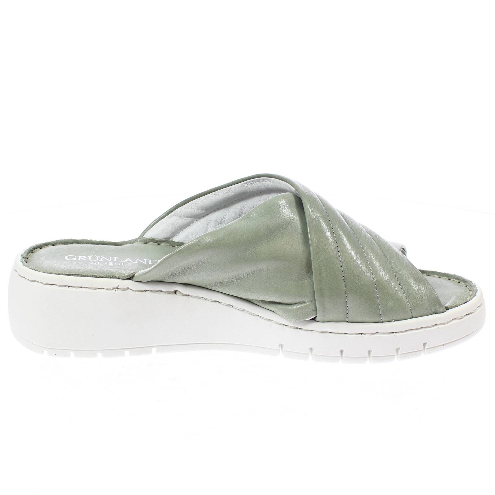 GRUNLAND Sommerslipper aus Leder mit Keilabsatz Damen grün Foto 2