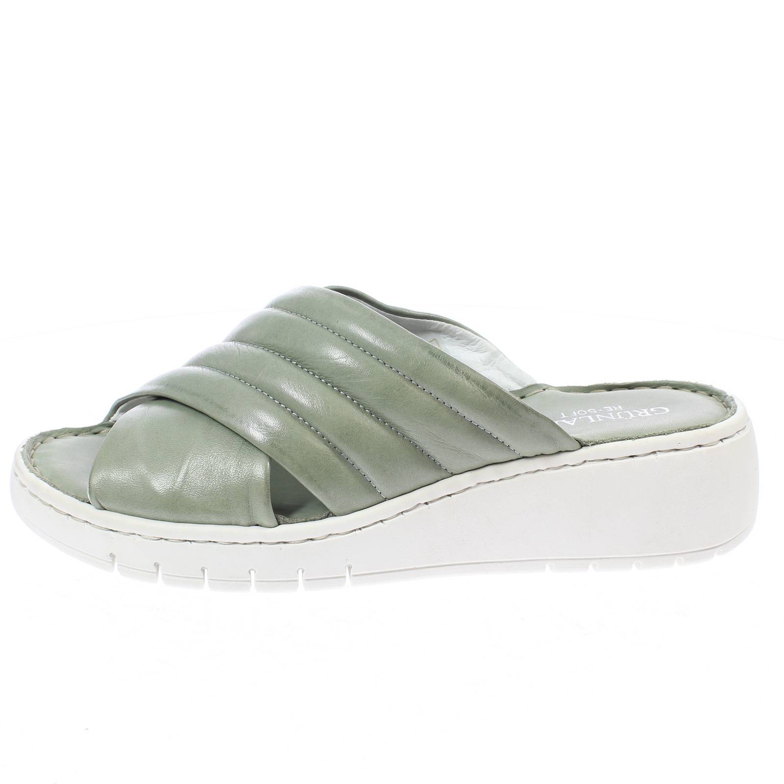 GRUNLAND Sommerslipper aus Leder mit Keilabsatz Damen grün Foto 3