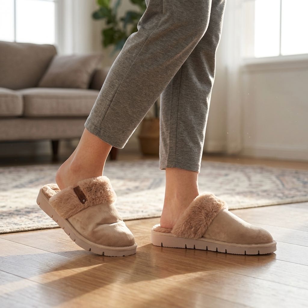 GRUNLAND Warme Textilpantoffeln Damen beige Foto 2