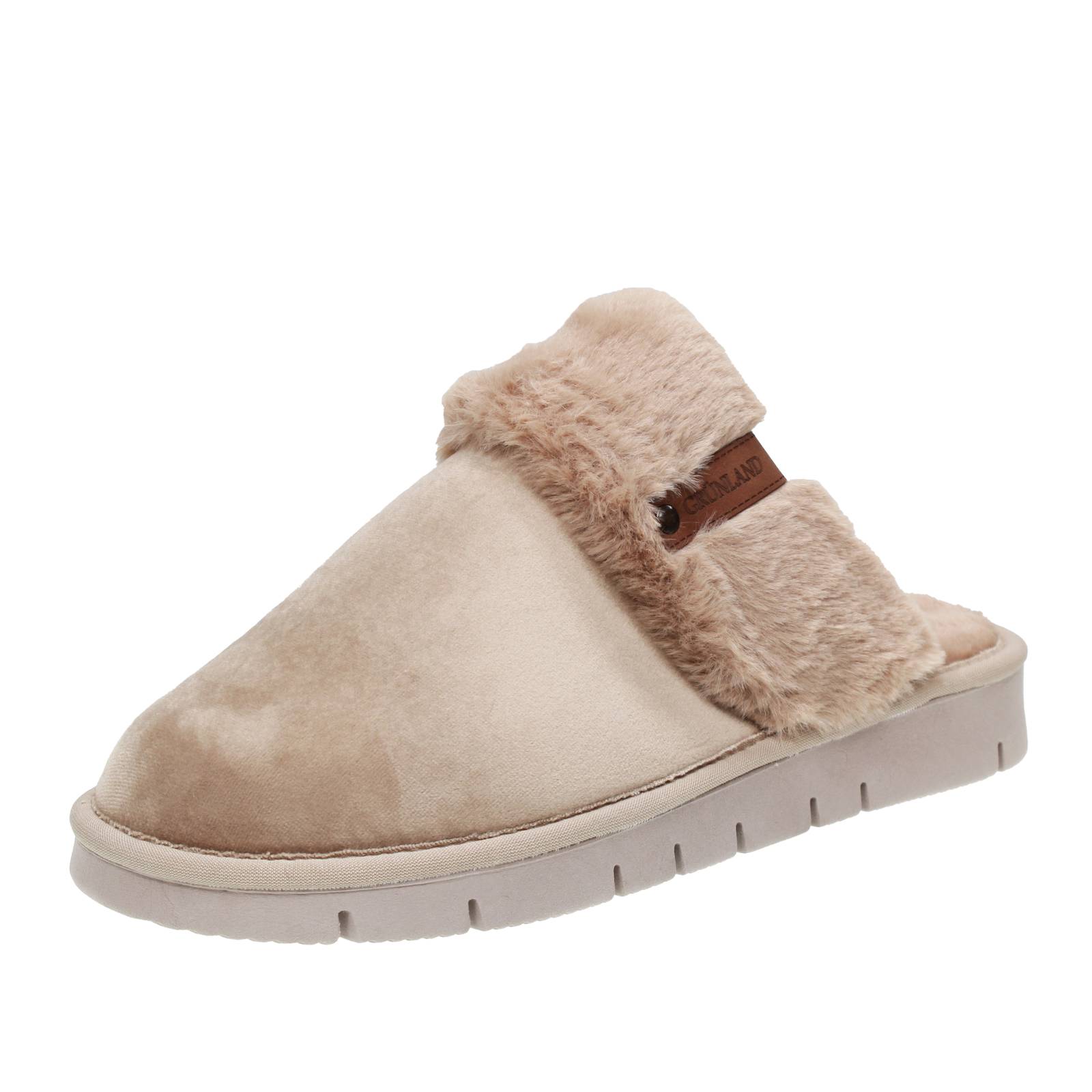 Grunland warme Hausschuhe aus beigeem Stoff - Damen Schuhe Hausschuhe Pantoffeln 9590₽