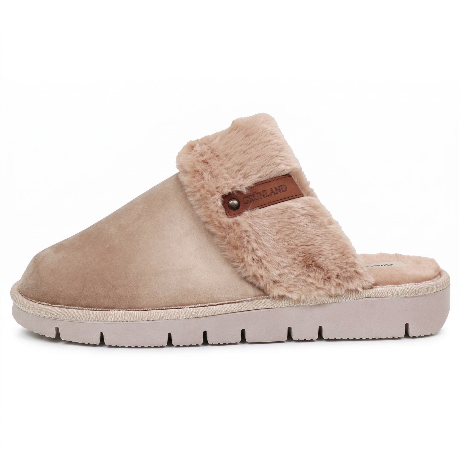 GRUNLAND Warme Textilpantoffeln Damen beige Foto 4