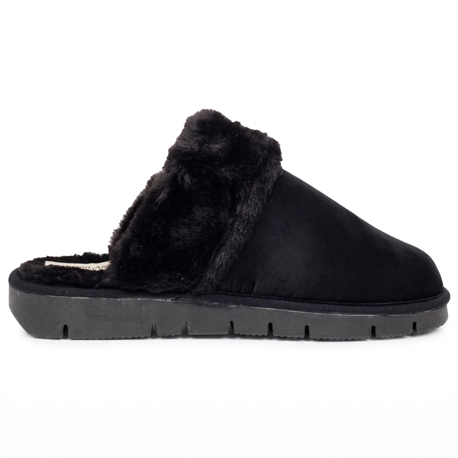 GRUNLAND Warm fabric slippers Woman black Photo 3