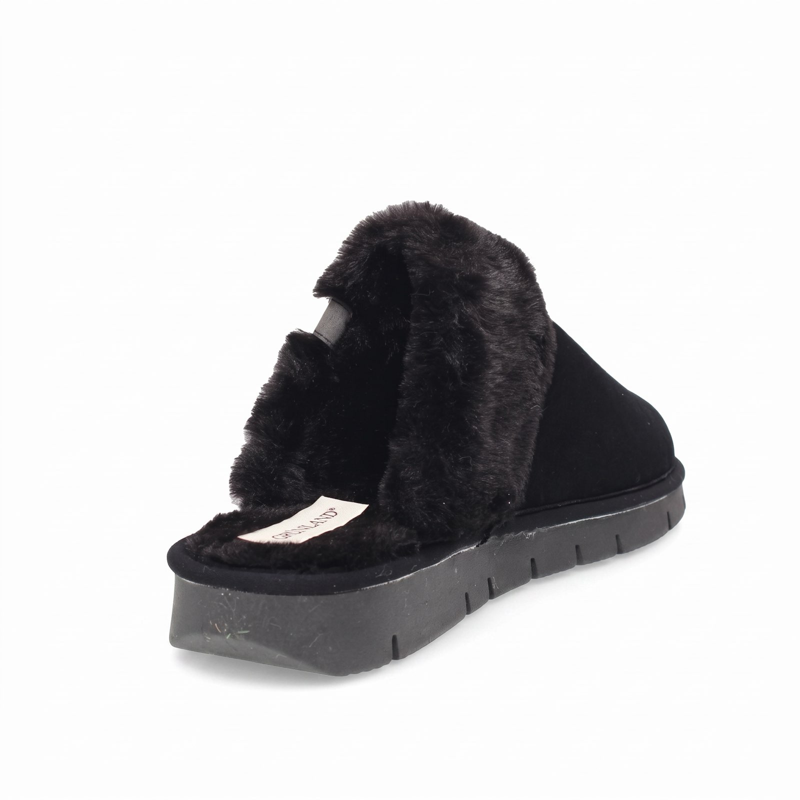 GRUNLAND Warm fabric slippers Woman black Photo 6