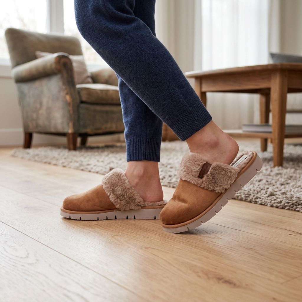 GRUNLAND Warm fabric slippers Woman brown Photo 2
