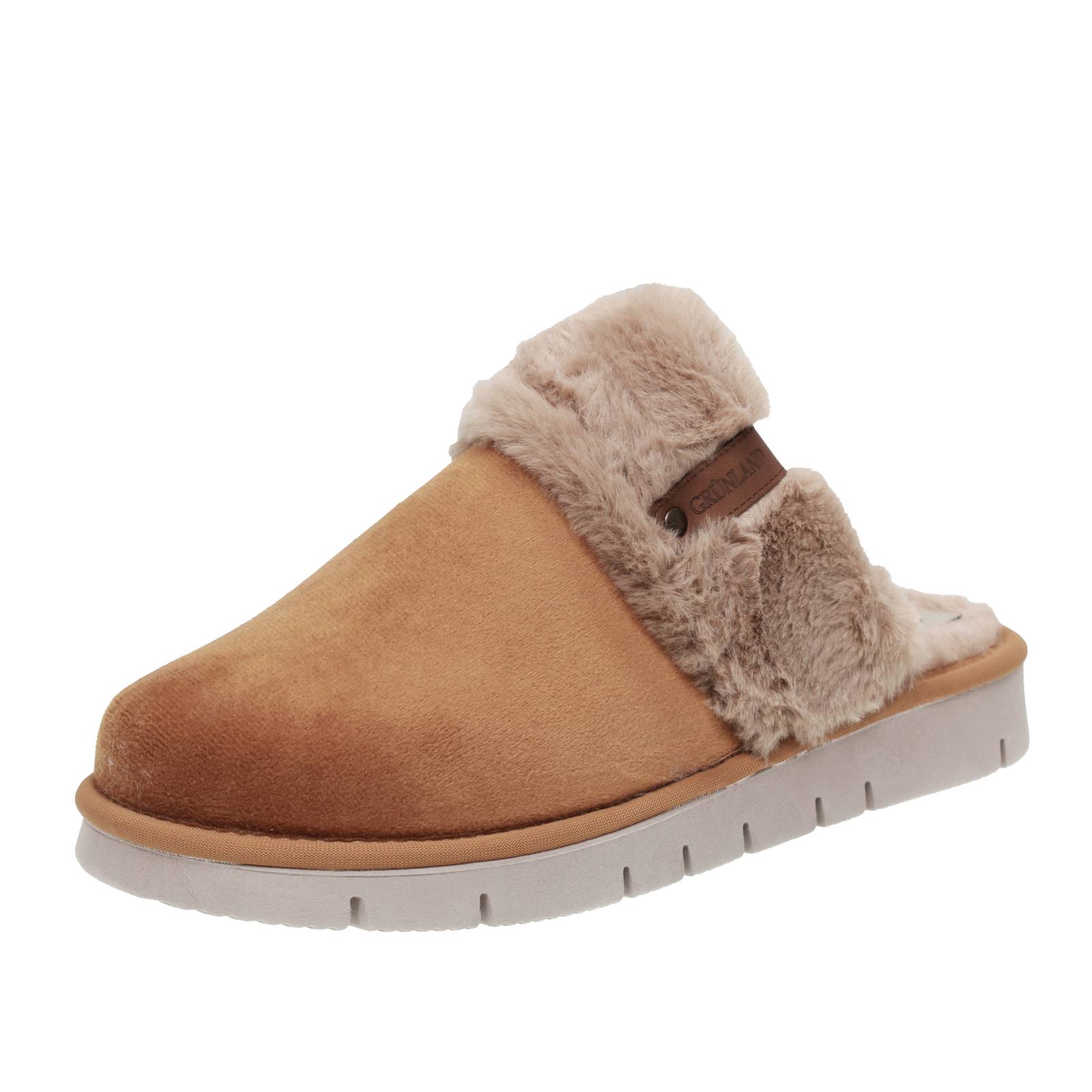 Grunland warme Hausschuhe aus braunem Stoff - Damen Schuhe Hausschuhe Pantoffeln 9490₽