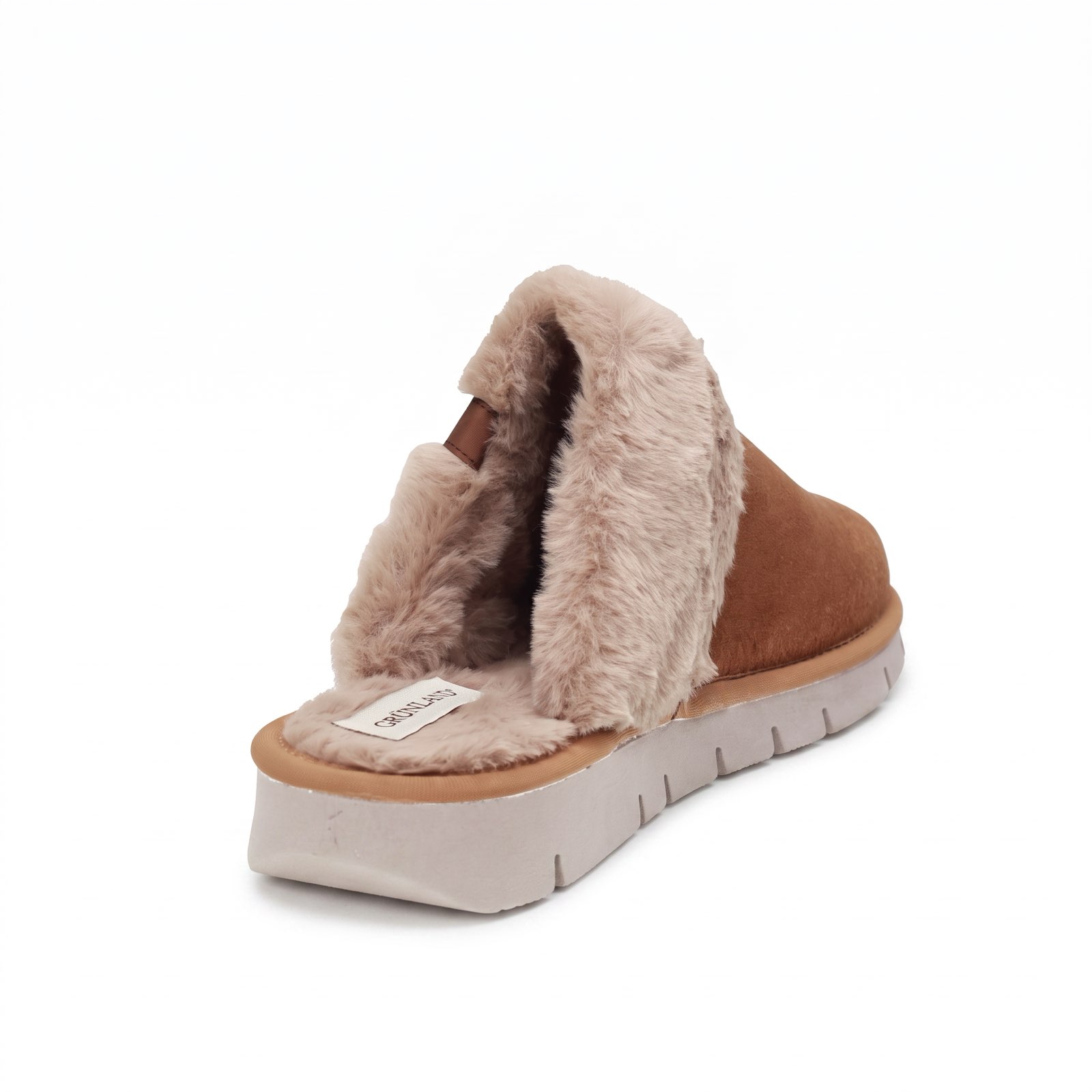 GRUNLAND Warm fabric slippers Woman brown Photo 6