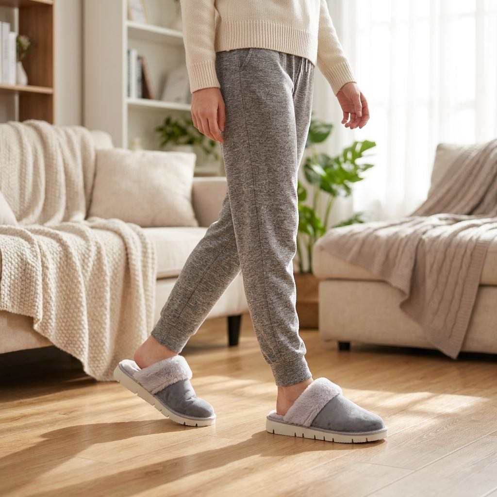 GRUNLAND Warme Textilpantoffeln Damen grau Foto 2