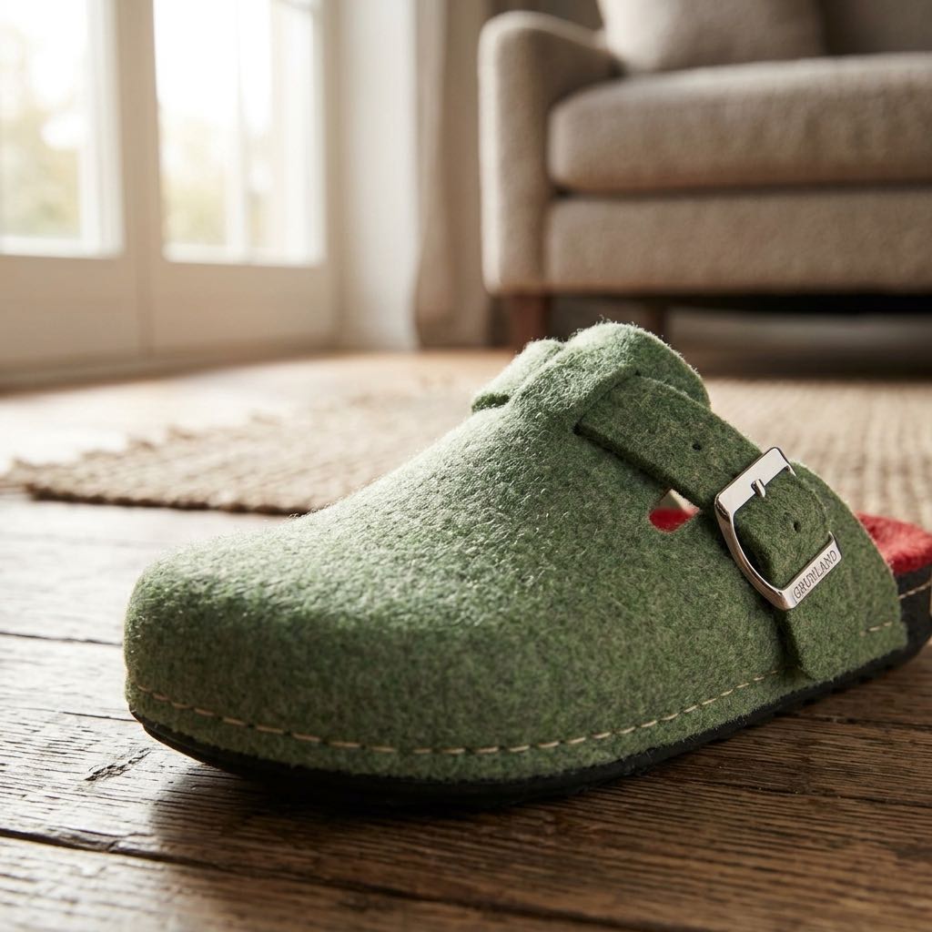 GRUNLAND Fabric clog with buckle Woman green Photo 5