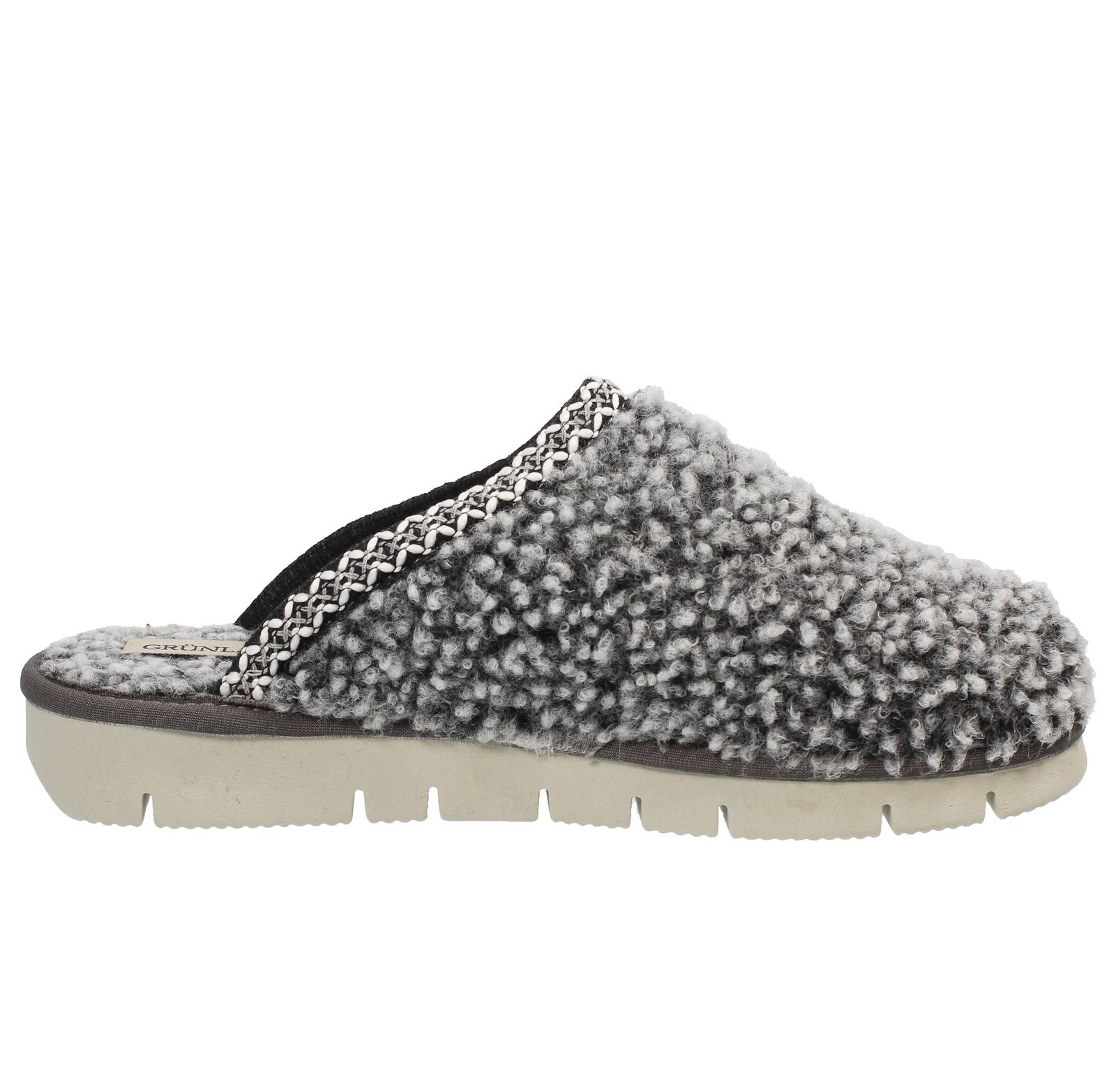 GRUNLAND Warm fabric slippers Woman grey Photo 2
