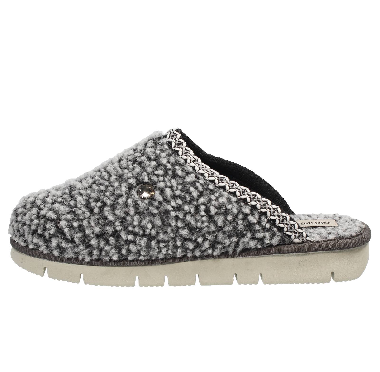 GRUNLAND Warm fabric slippers Woman grey Photo 3