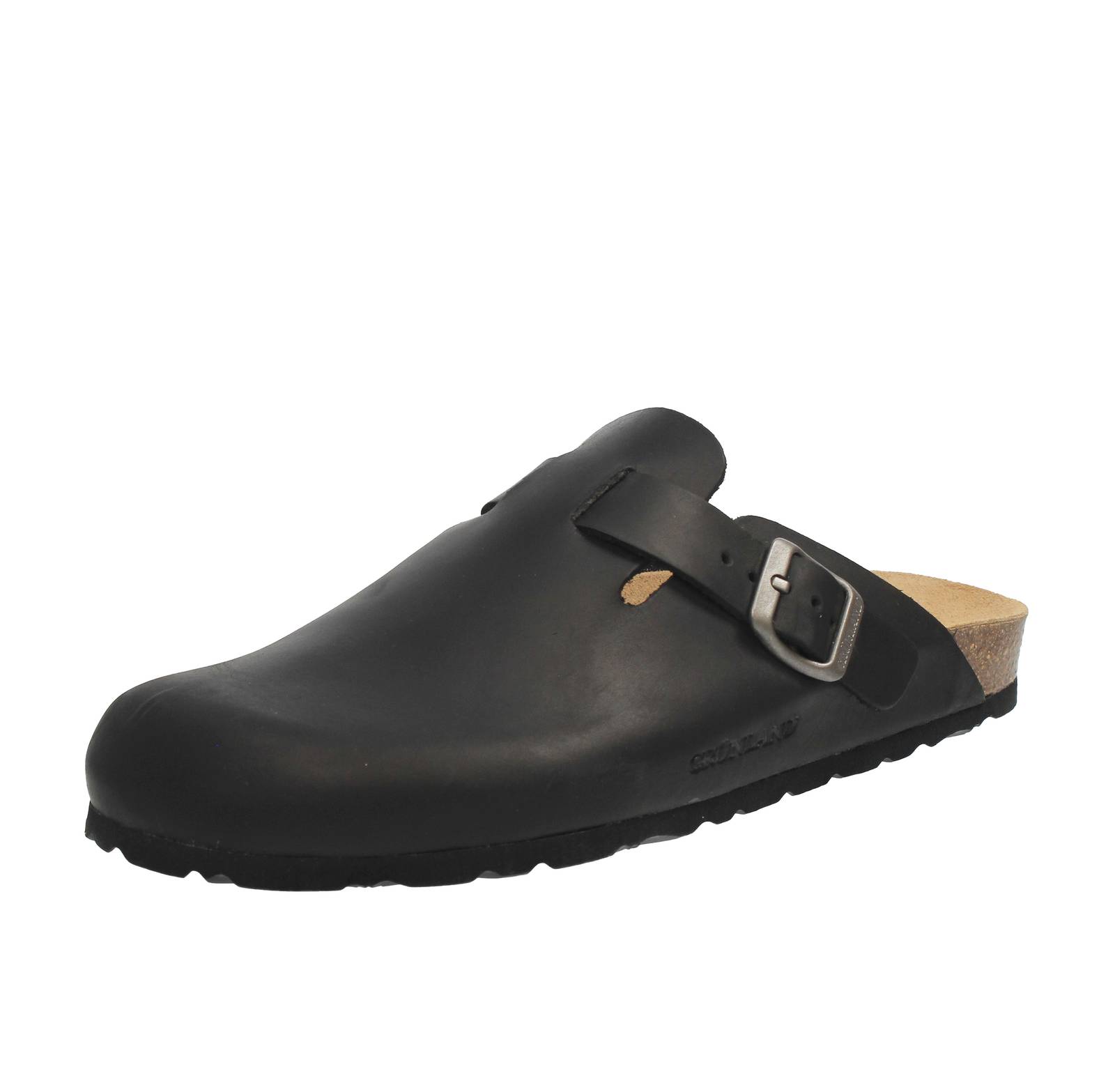 Сабо Grunland в Пелле-Кон-Фиббия-Неро - Донна Скарпе Чиабатте Сабо