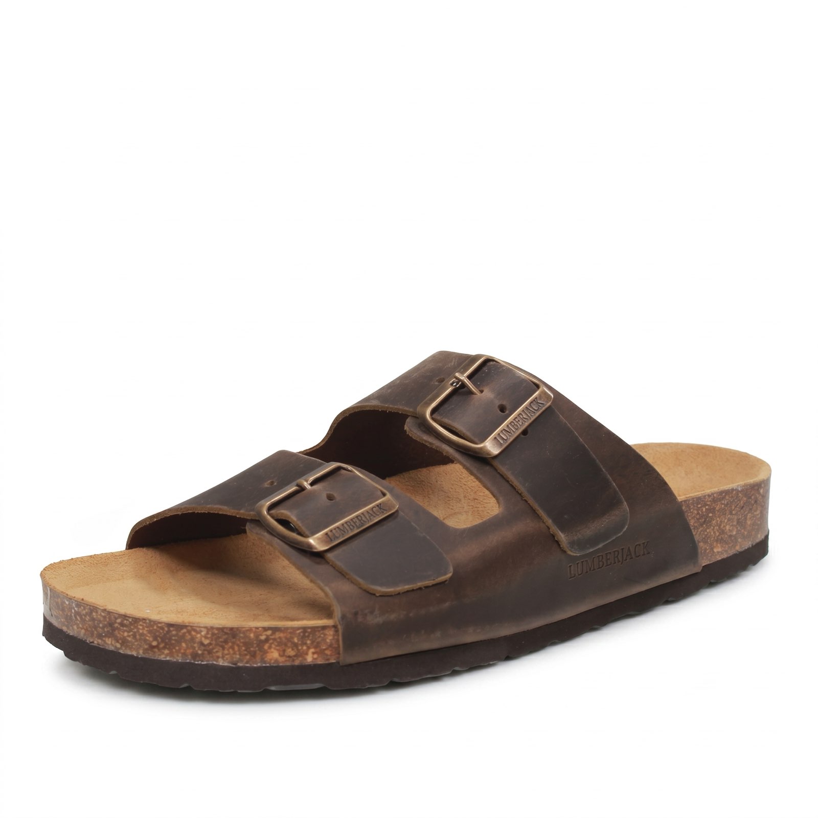 LUMBERJACK Flint - Ciabatte in Pelle con fibbia Uomo testa di moro