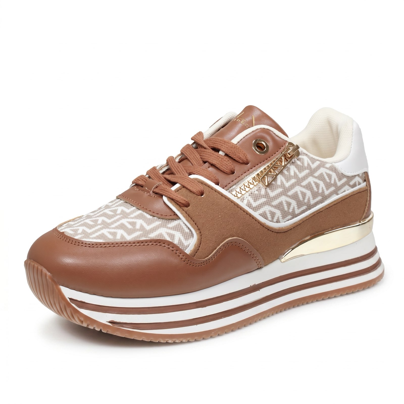 ALV BY ALVIERO MARTINI  Printed Wedge - Sneakers Platform Donna marrone