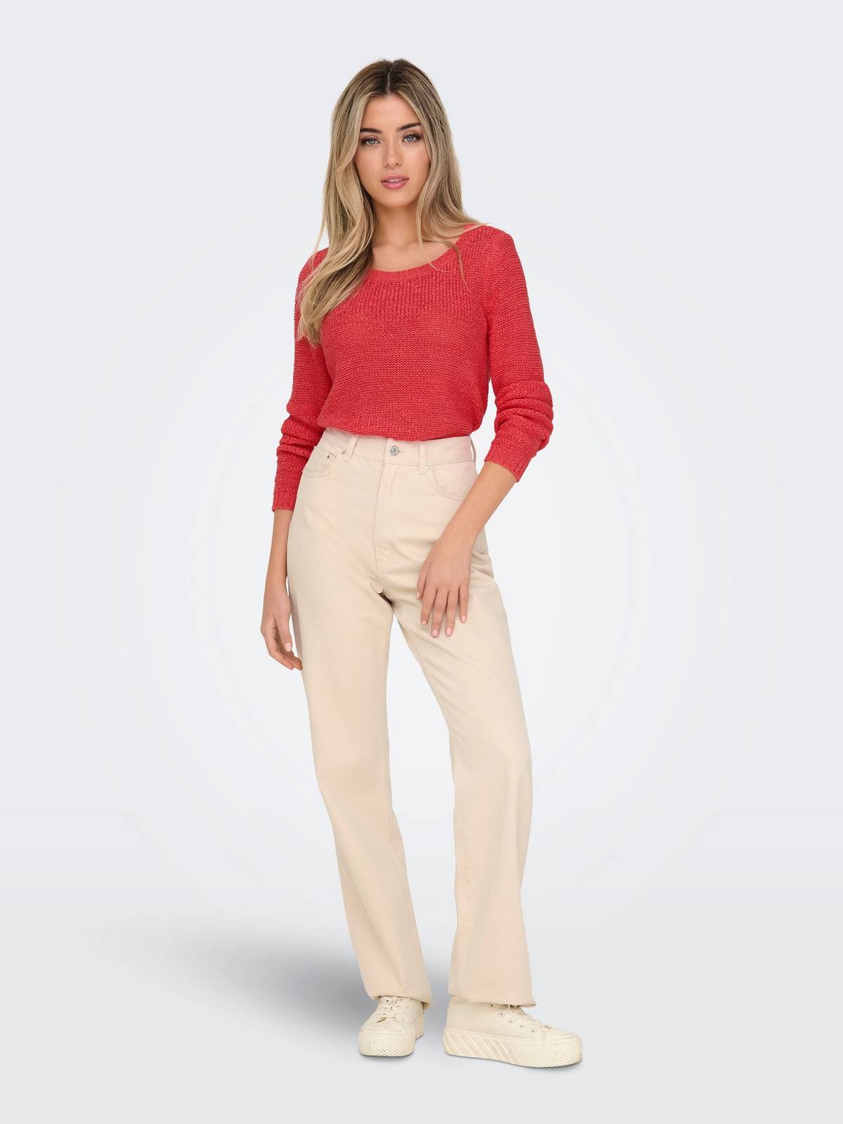 ONLY Geena - Pull en maille texturée Femme rouge Photo 3