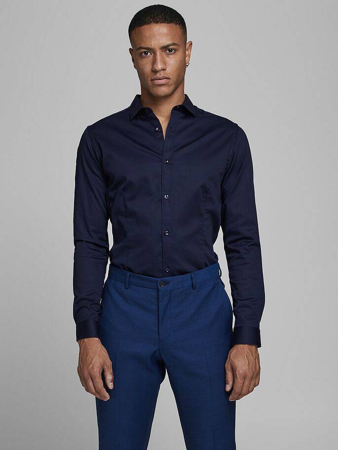 JACK &amp; JONES Parma Shirt - Camicia Super Slim Uomo blu Foto 2