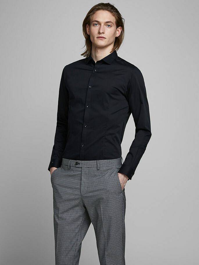 JACK &amp; JONES Parma Shirt - Camicia Super Slim Uomo nero Foto 2