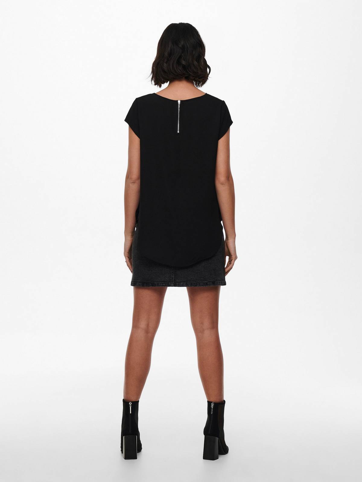 ONLY Vic Ss Solid Top - T-Shirt Damen schwarz Foto 4