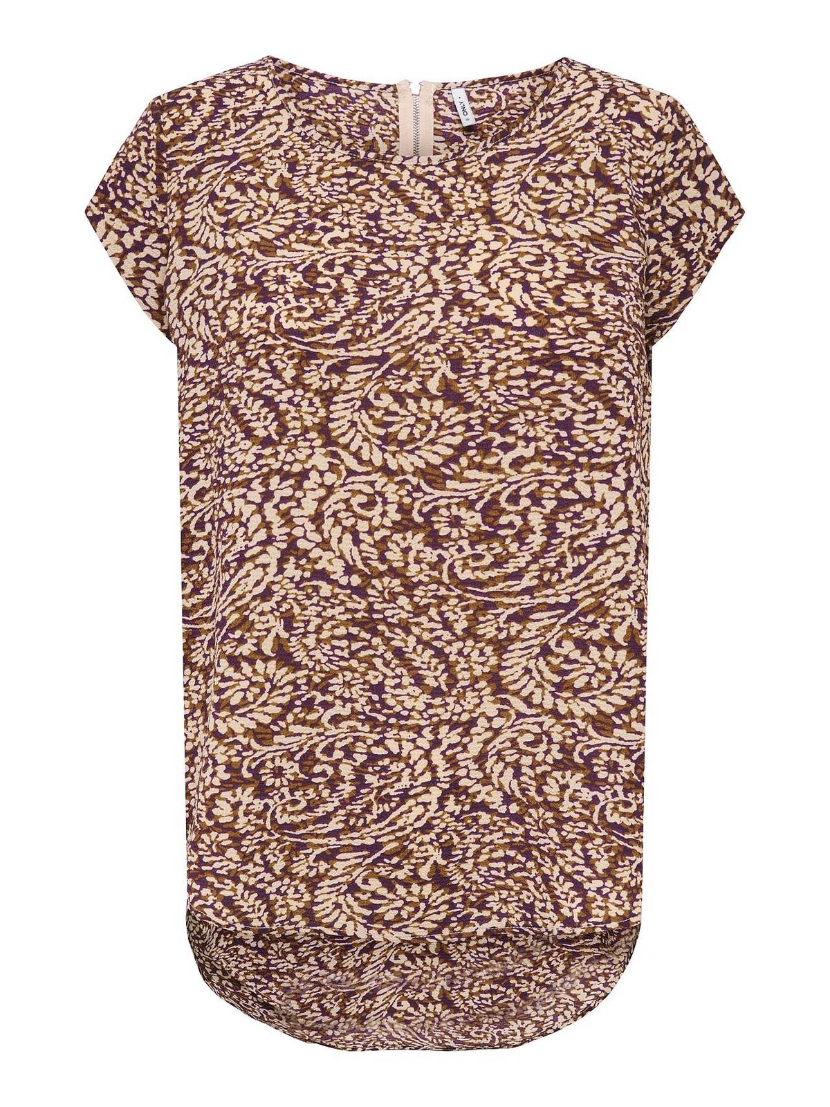 ONLY Vic Ss Aop Top - T-shirt Druck Damen bordeaux