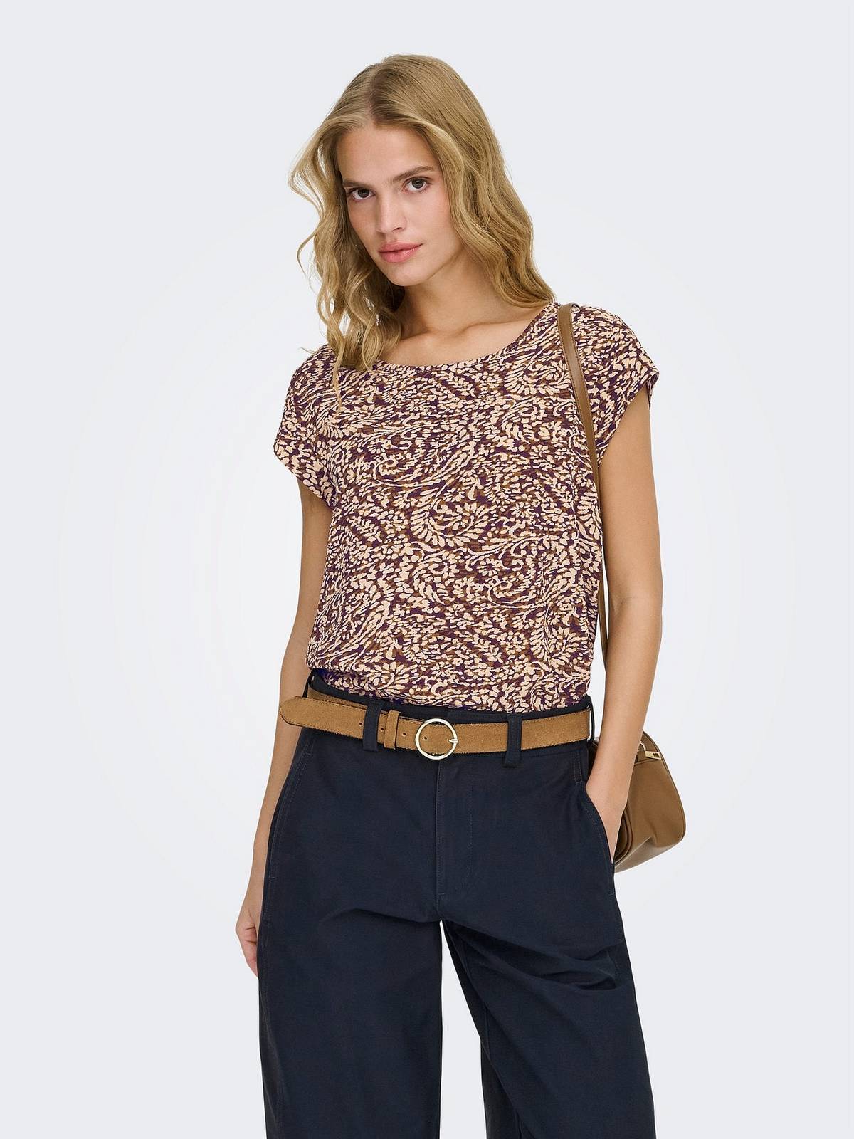 ONLY Vic Ss Aop Top - T-shirt Druck Damen bordeaux Foto 4