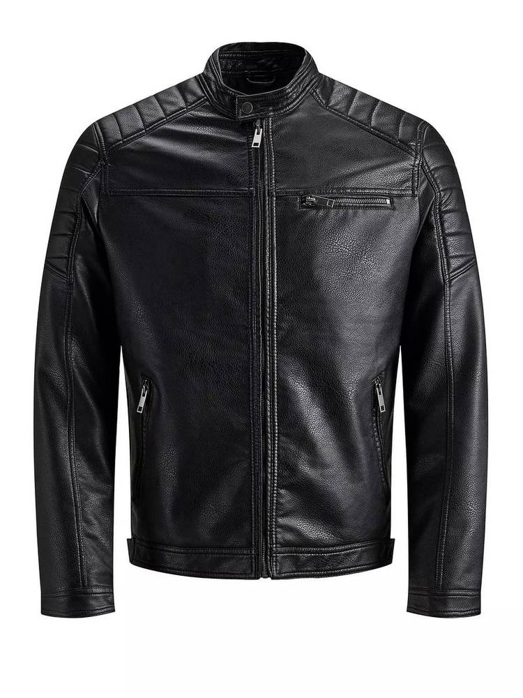 JACK JONES Rocky Jacket Giacca in Pelle sintetica black