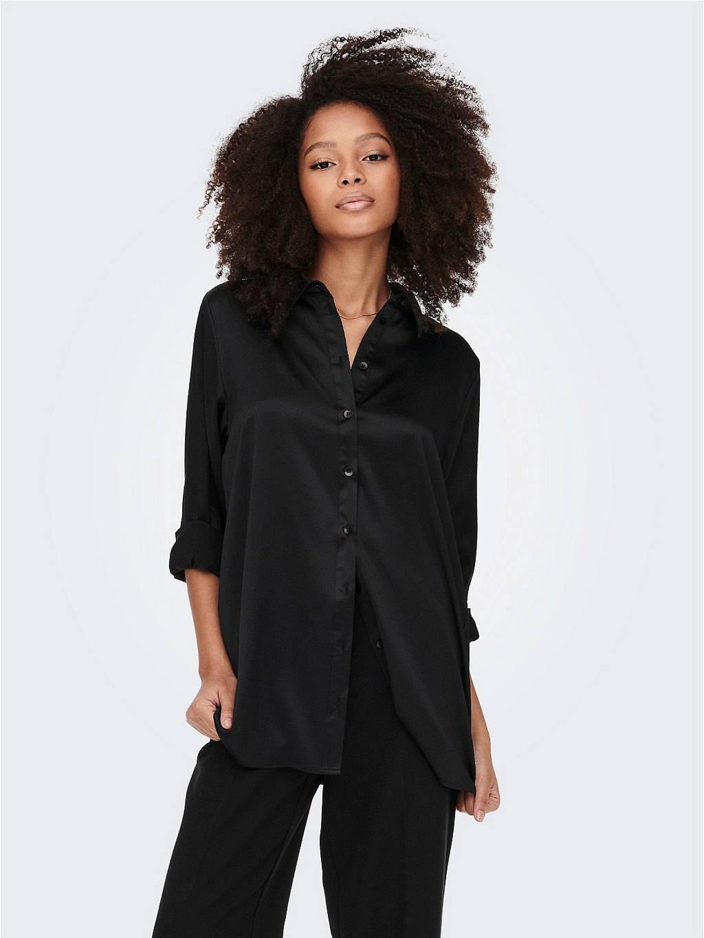 ONLY Victoria L/S - Chemise ample en satin - Camica Femme noir Photo 2