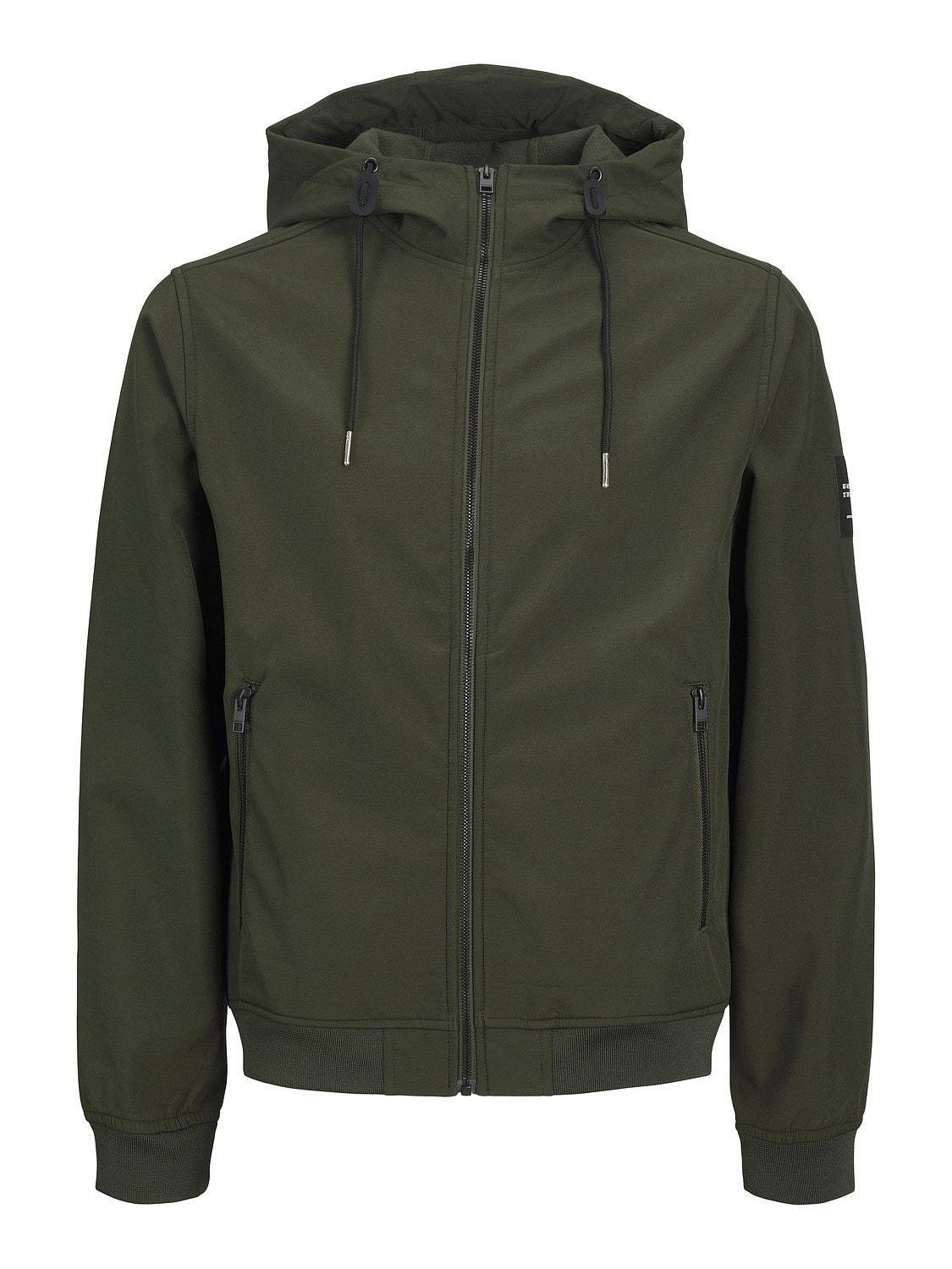 JACK &amp; JONES Basic Softshell Hood - Jacket Man green Photo 1
