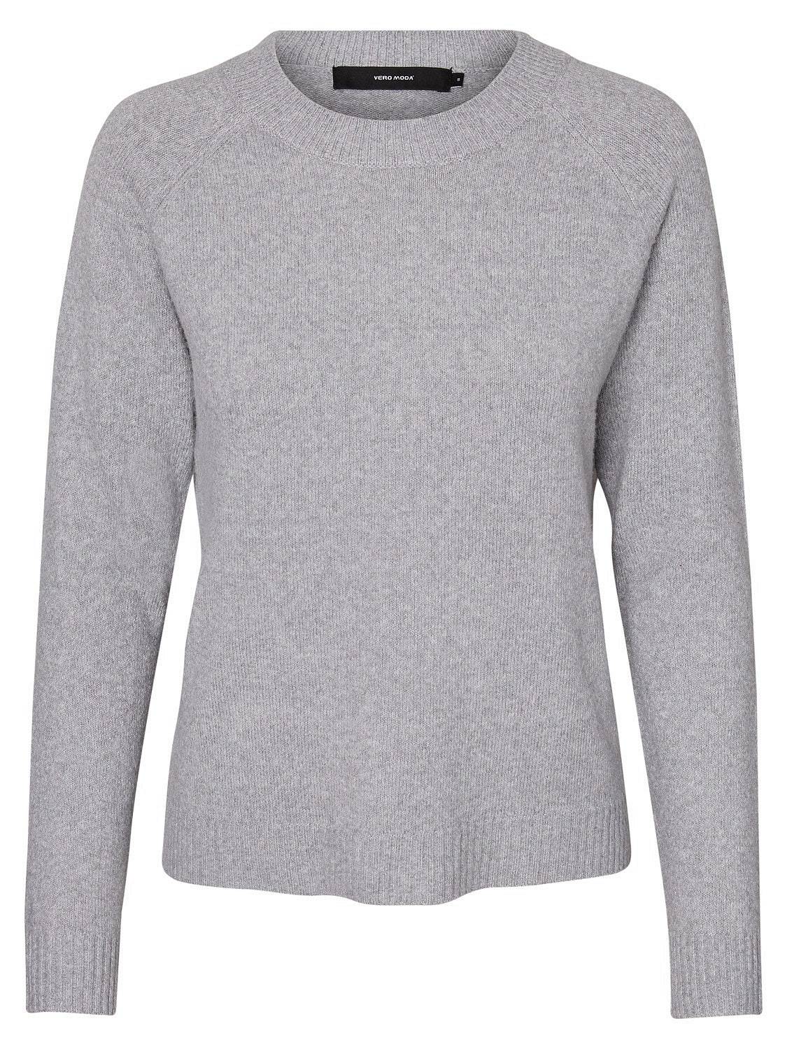 VERO MODA Doffy O Neck Bluse - Rundhalspullover Damen grau Foto 1