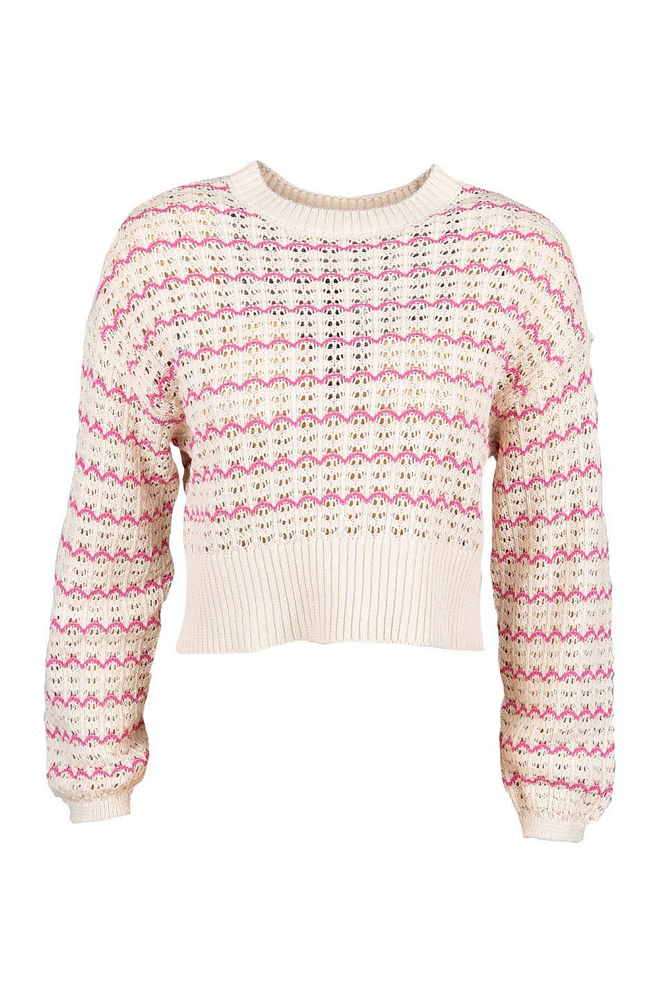 Только вязаный пуловер Lasa Ls с круглым вырезом Bianco - Taglia S Abbigliamento Donna