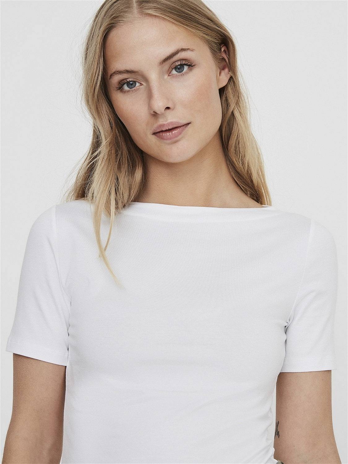 VERO MODA Panda Modal Top - T-Shirt mit Rundhalsausschnitt Damen weiß Foto 4