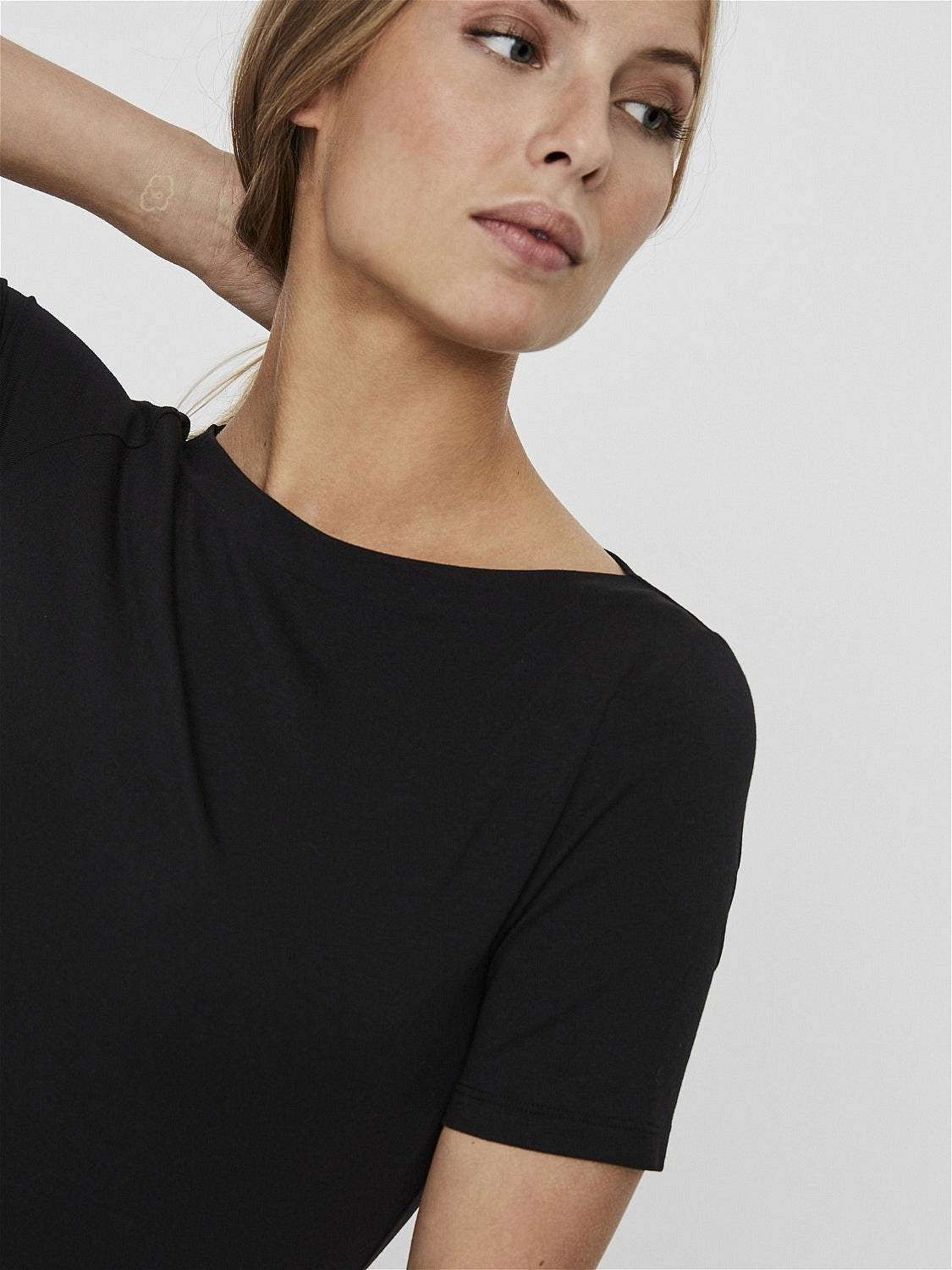 VERO MODA Panda Modal Top - T-Shirt mit Rundhalsausschnitt Damen schwarz Foto 4