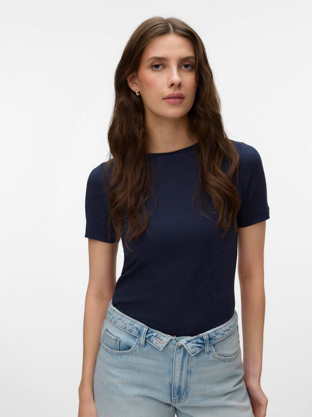 VERO MODA Panda Modal Top - T-Shirt mit Rundhalsausschnitt Damen blau Foto 2
