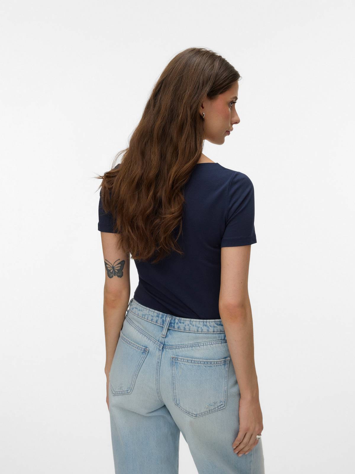 VERO MODA Panda Modal Top - T-Shirt mit Rundhalsausschnitt Damen blau Foto 4