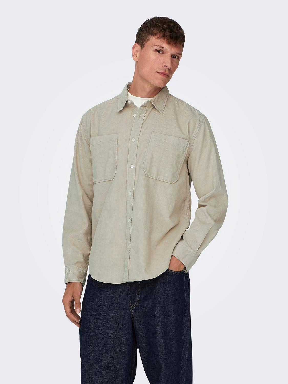 ONLY &amp; SONS Alp rlx washed cord Uomo beige Foto 3