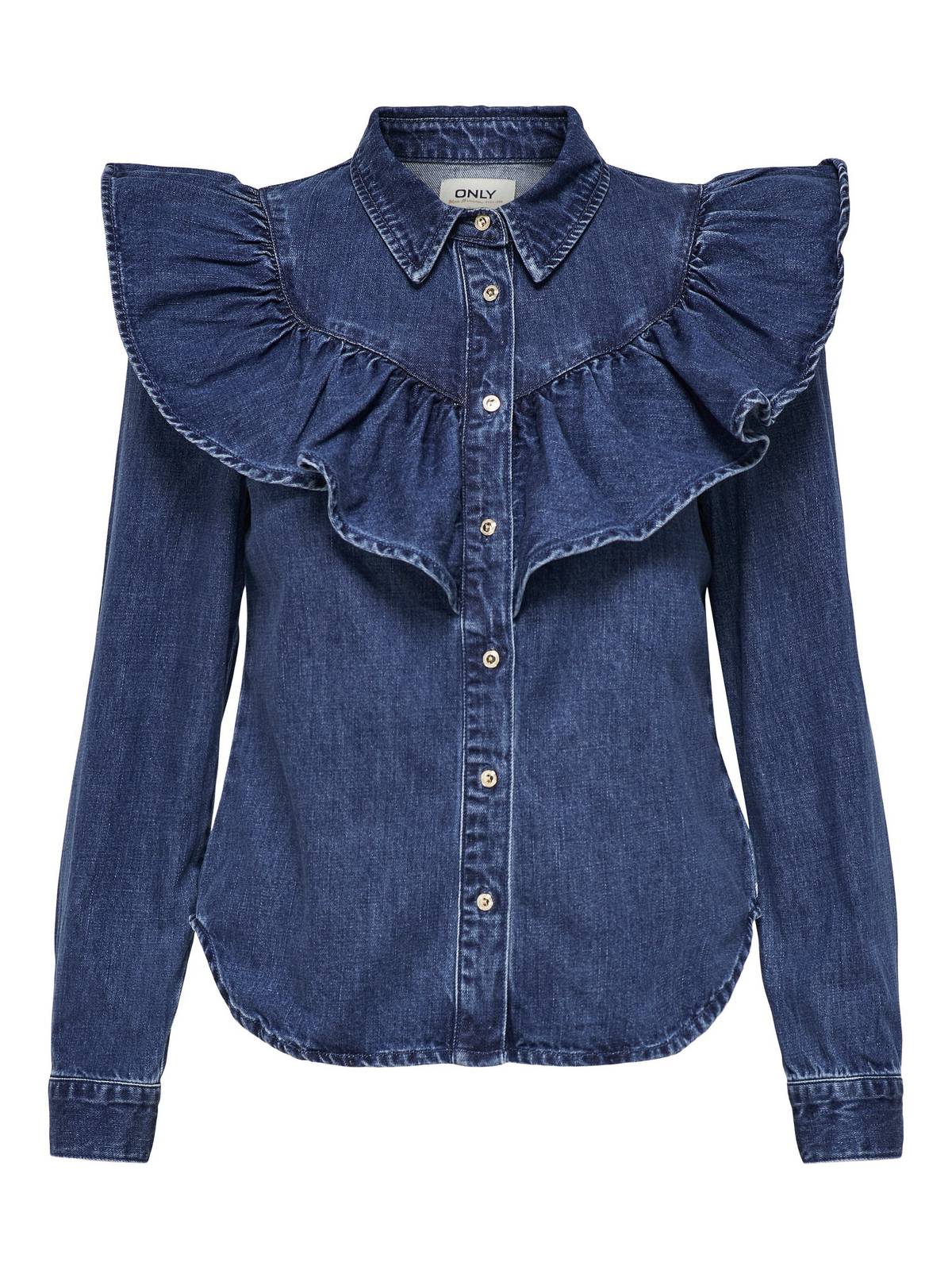 ONLY Chemise en denim à volants, indigo Femme jean