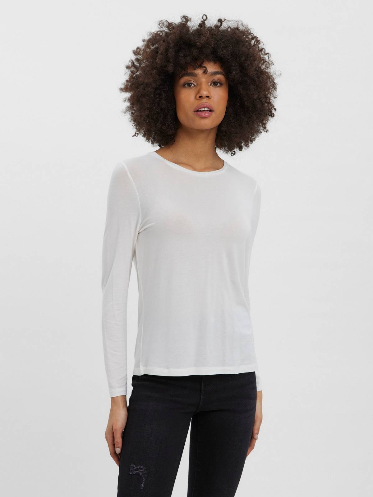 VERO MODA Ava LS Top Jersey Damen weiß Foto 2