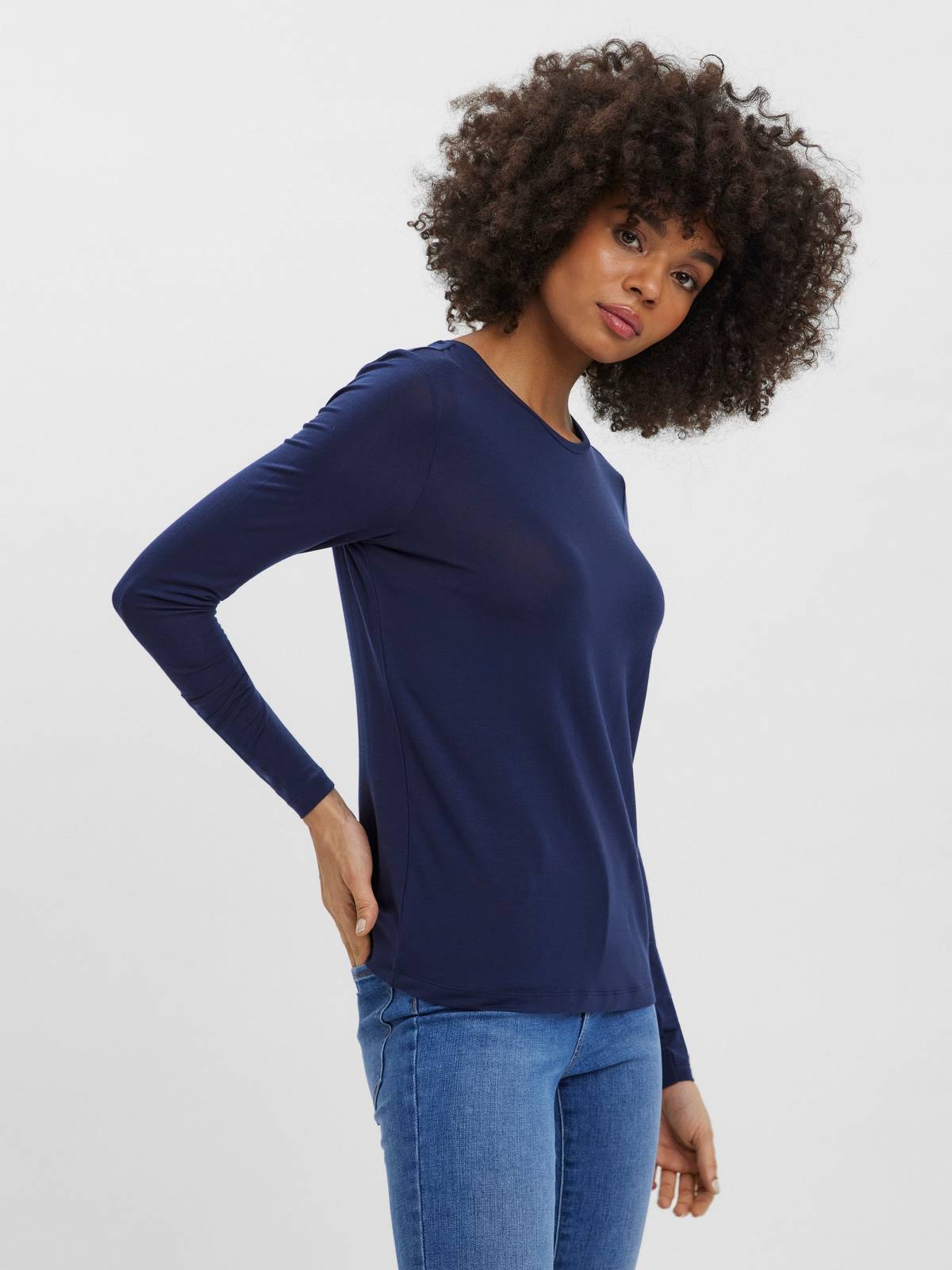 VERO MODA Ava LS Top Jersey Damen blau Foto 2