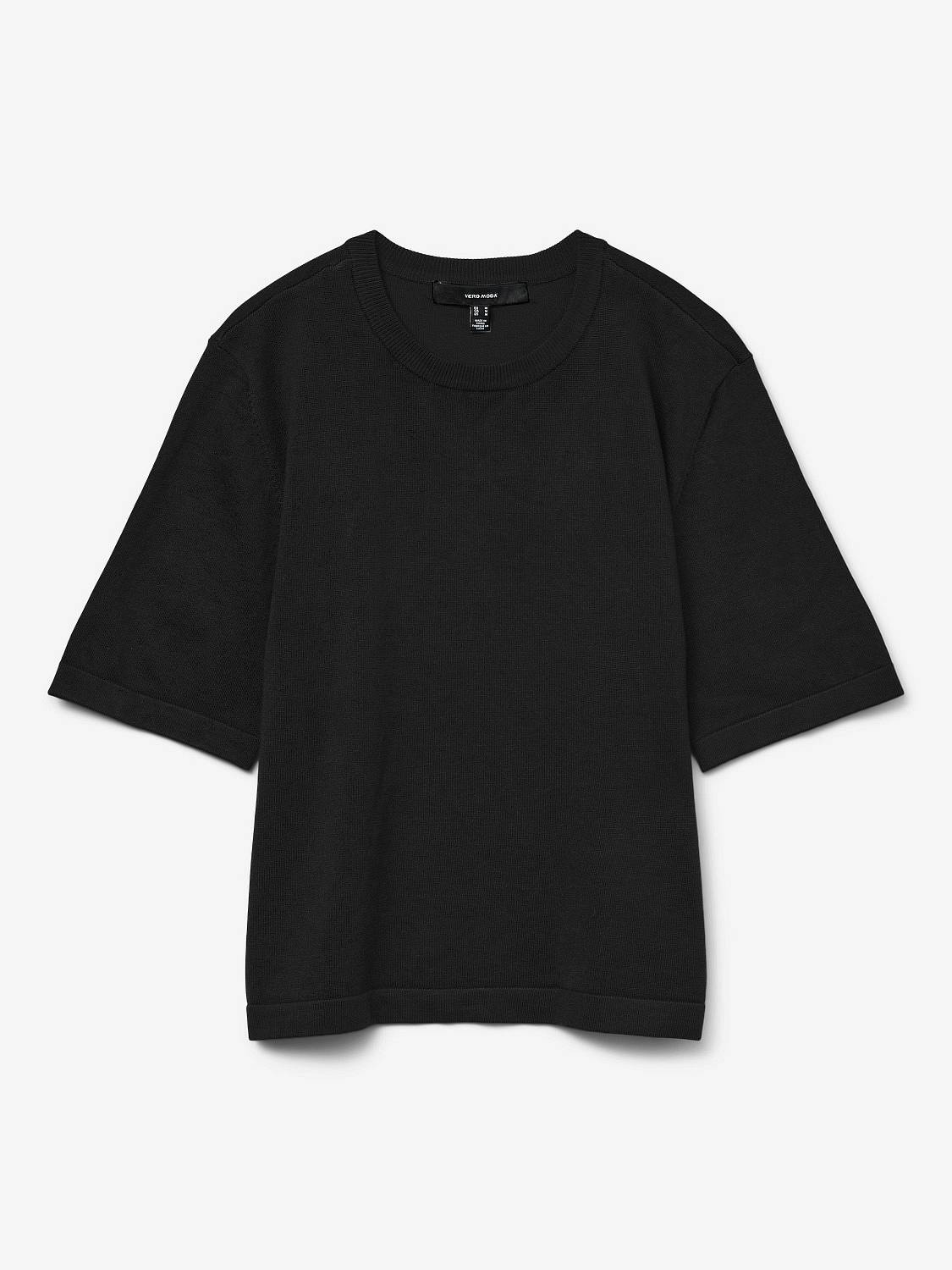 VERO MODA Silje 2/4 O-Ausschnitt Oversize-Pullover Damen schwarz