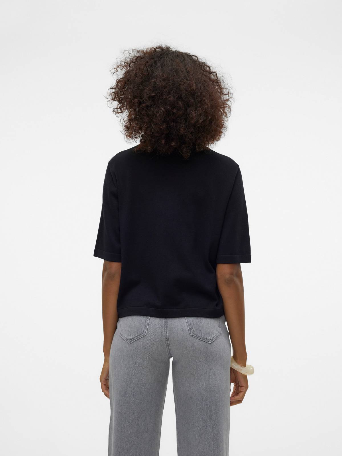 VERO MODA Silje 2/4 O-Ausschnitt Oversize-Pullover Damen schwarz Foto 3
