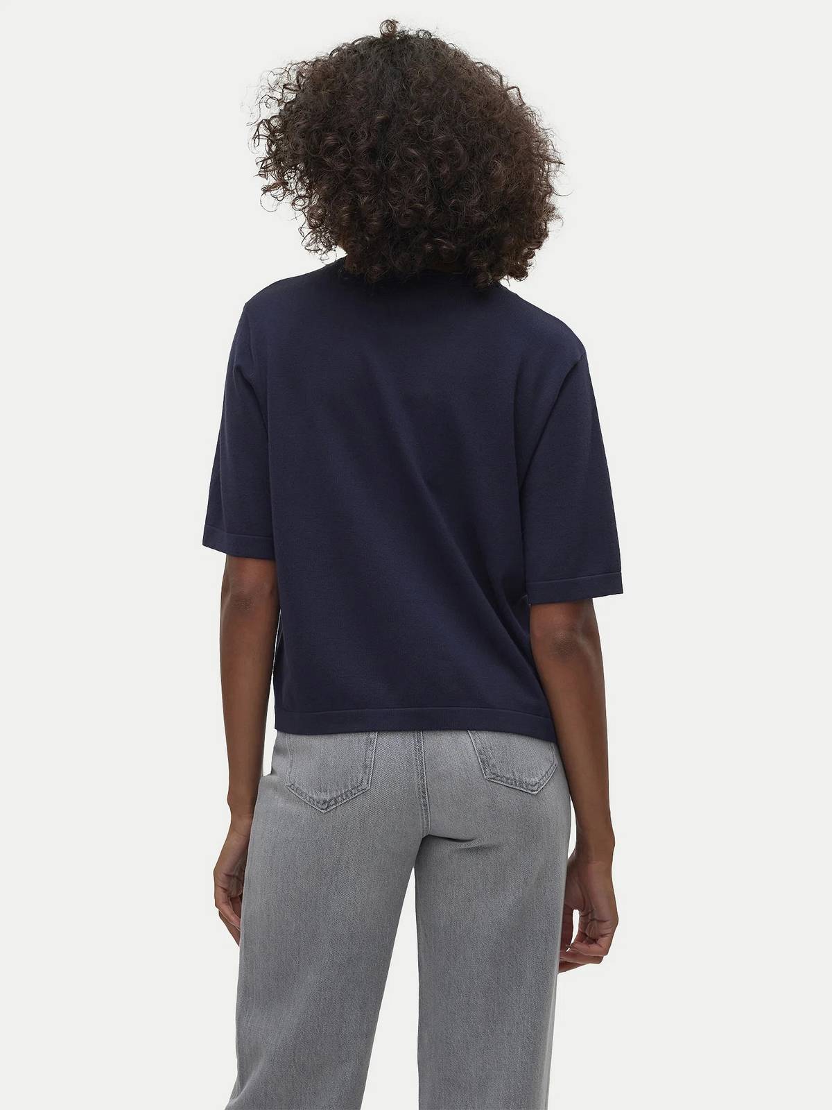 VERO MODA Silje 2/4 O-Ausschnitt Oversize-Pullover Damen blau Foto 3