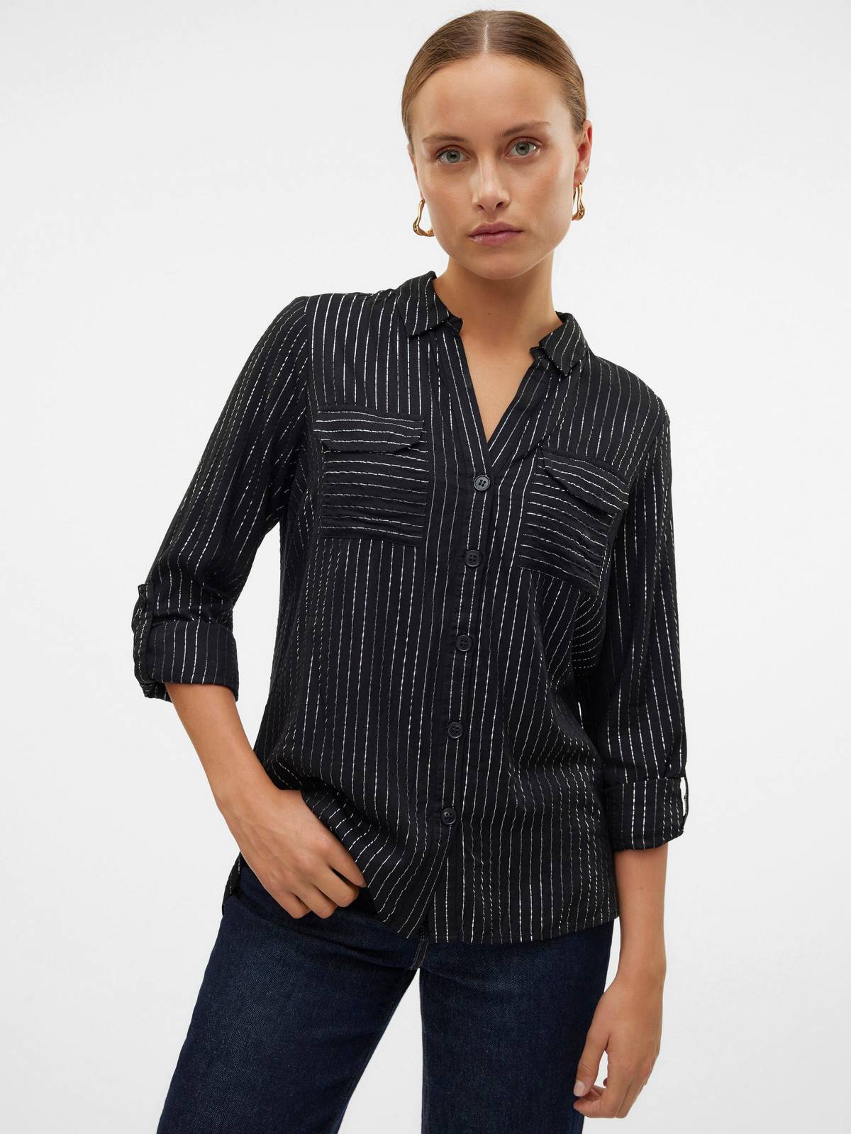 VERO MODA Chemise à paillettes Bumpy ls Femme blanc Photo 3