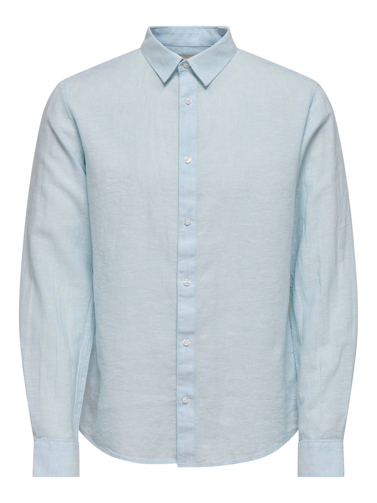 ONLY & SONS Caiden Shirt Solid Linen Uomo azzurro