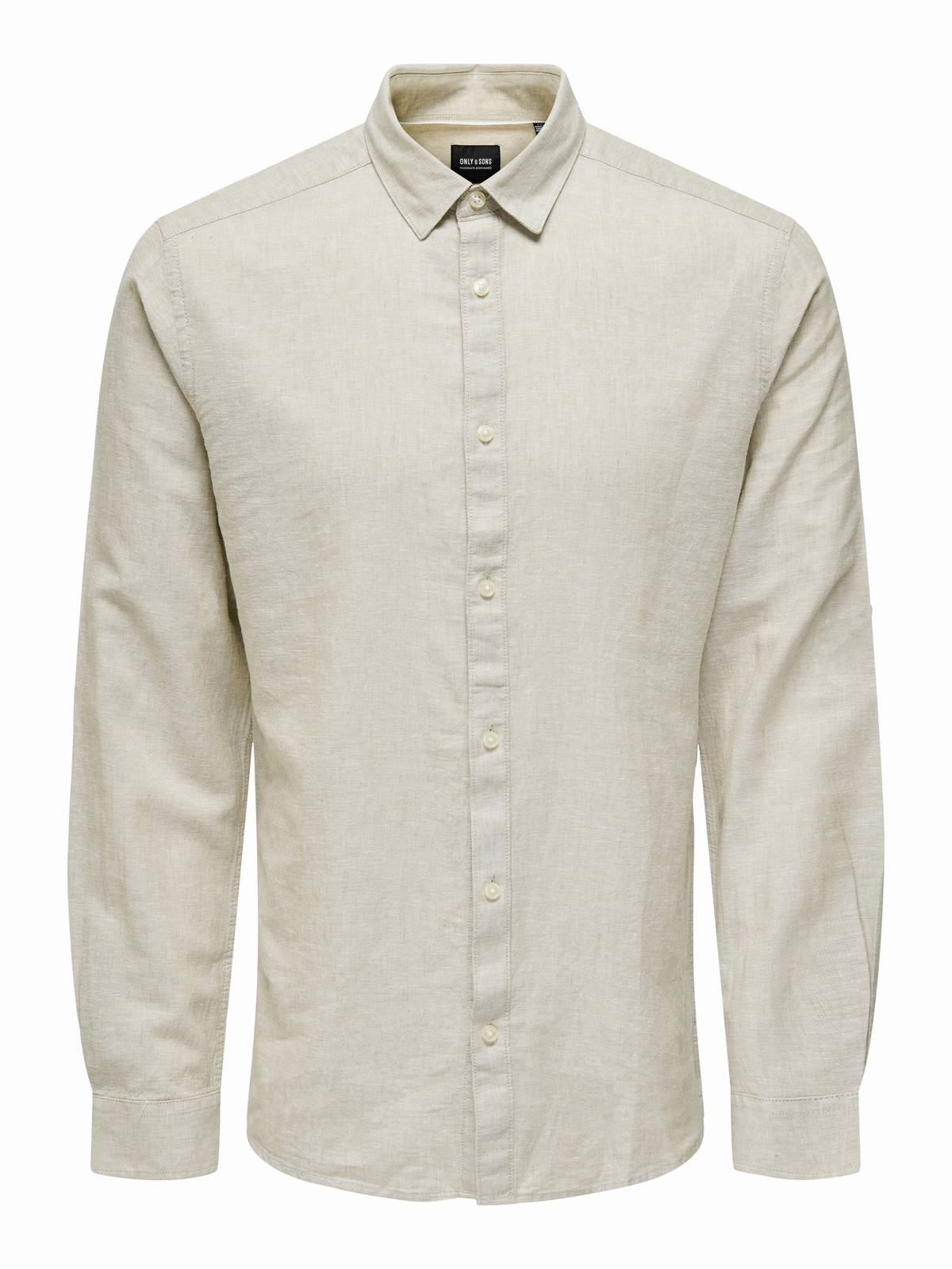 ONLY & SONS Caiden Shirt Solid Linen Uomo beige