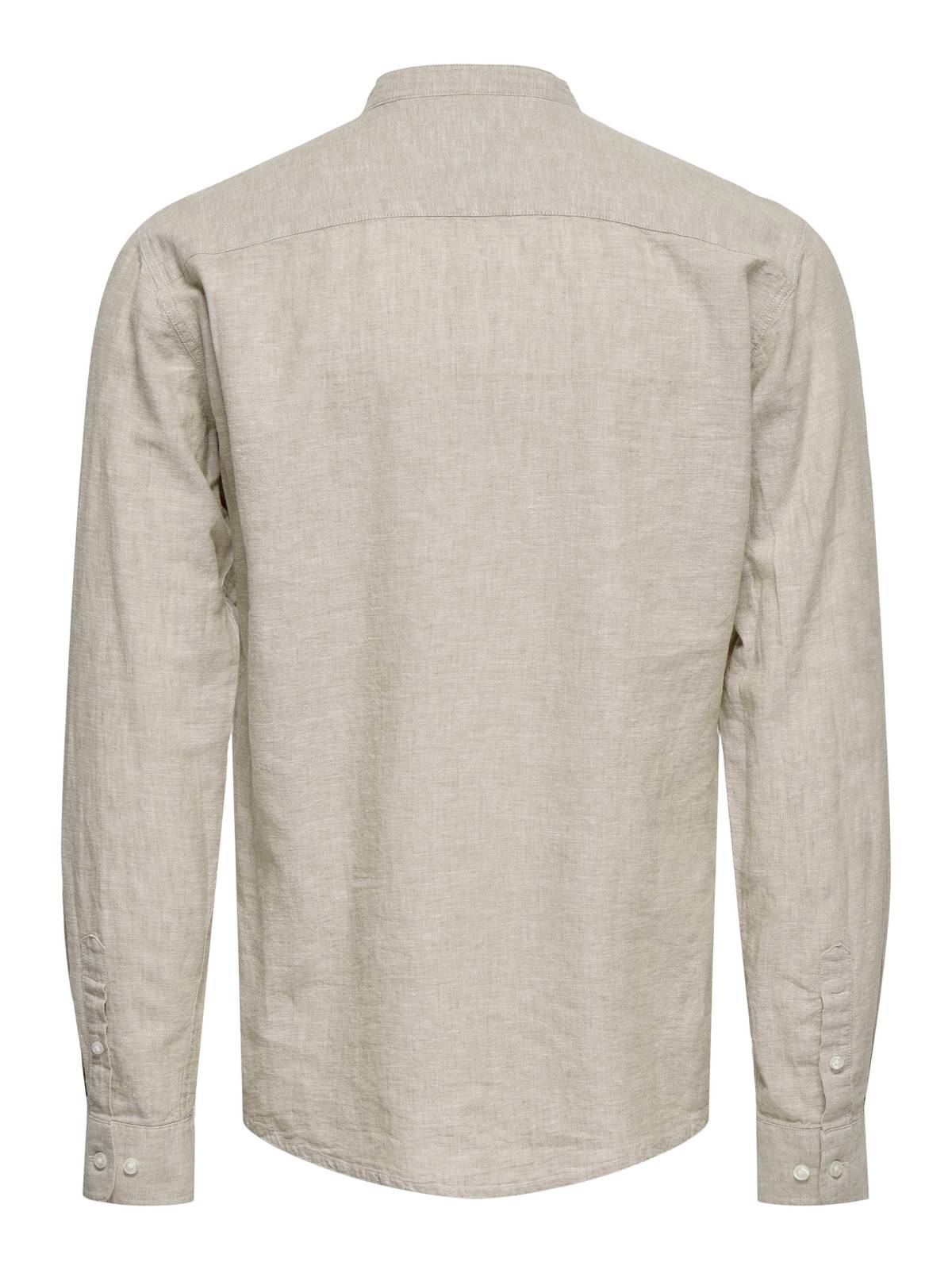 ONLY &amp; SONS Caiden Shirt Solid Linen Coreana Man beige Photo 2
