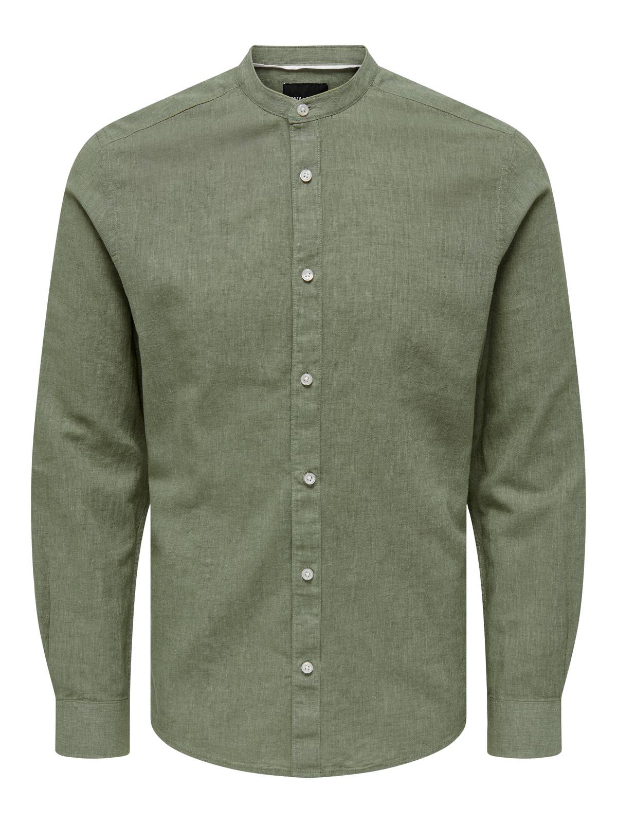 ONLY & SONS Caiden Shirt Solid Linen Coreana Uomo verde