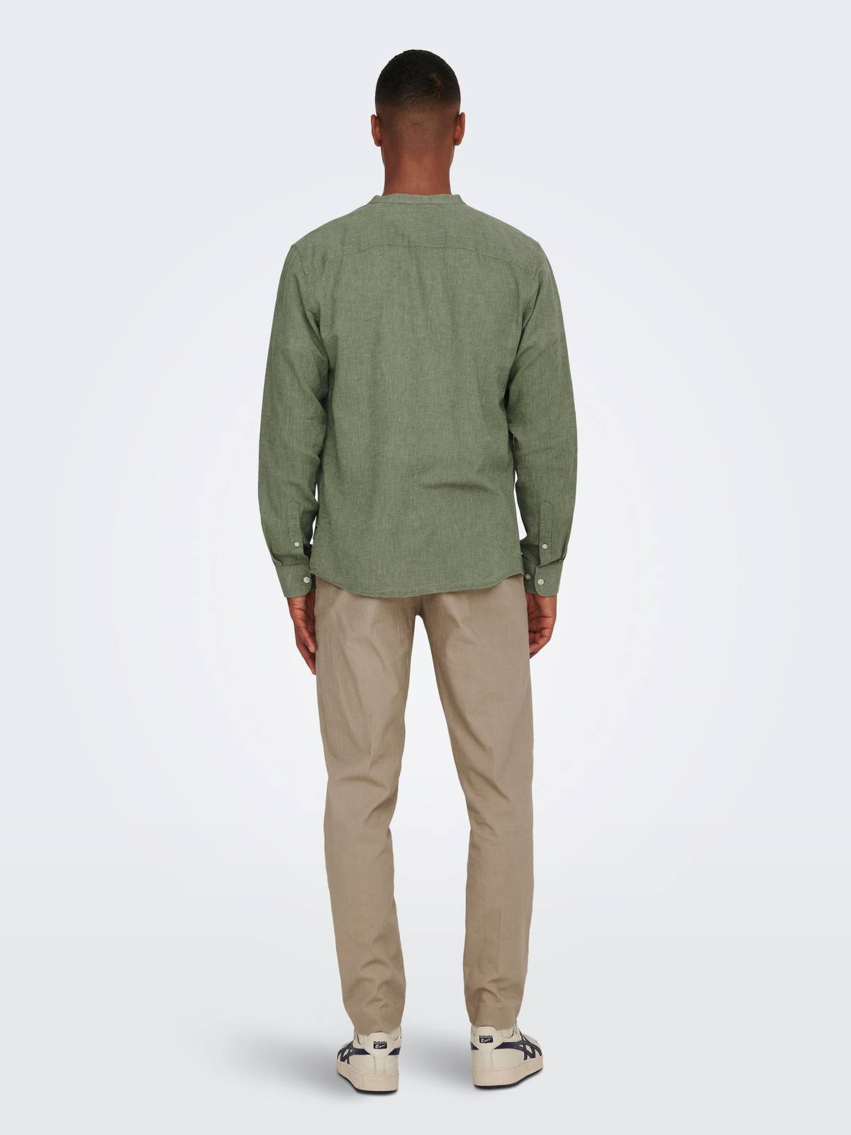 ONLY &amp; SONS Caiden Hemd Festes Leinen Coreana Herren grün Foto 5